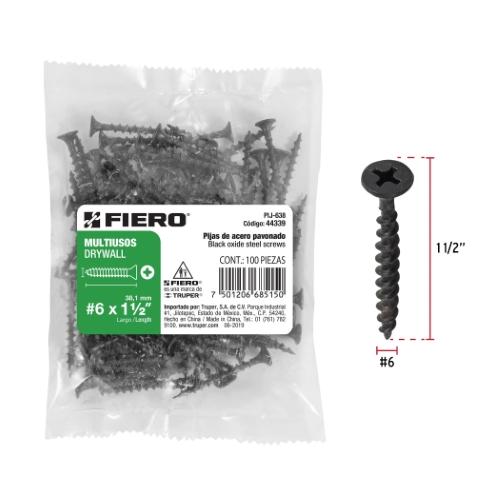 BOLSA 100 PIJAS Num.6 X 1-1/2 Plg. CABEZA PLANA PHILLIPS MULTIUSOS