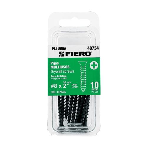 BLISTER DE 10 PIJAS No. 8 X 2" CABEZA PLANA PHILLIPS MULTIUSOS FIERO