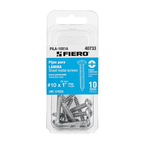 BLISTER CON 10 PIJAS PARA LAMINA No. 10 X 1" FIERO