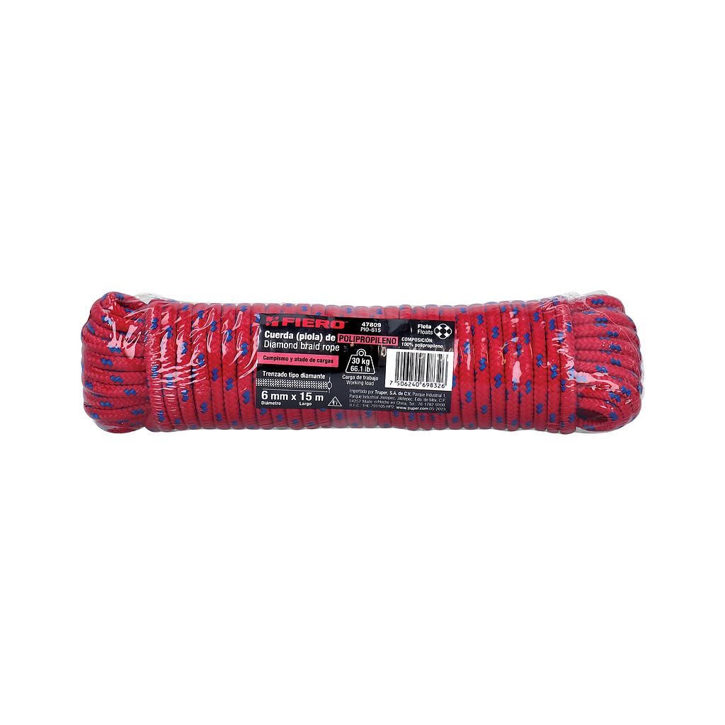 PIOLA DE POLIPROPILENO TRENZADA DE 6 mm X 15 m EN MADEJA FIERO