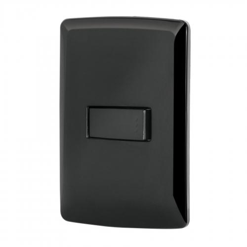 PLACA C/1 APAGADOR SENCILLO NEGRO ITALIA