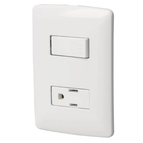 PLACA ARMADA CONTACTO E INTERRUPTOR BLANCO LINEA ITALIANA