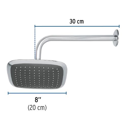REGADERA CUADRADA 8 Plg. ABS CON BRAZO Y CHAPETON CROMO AERO