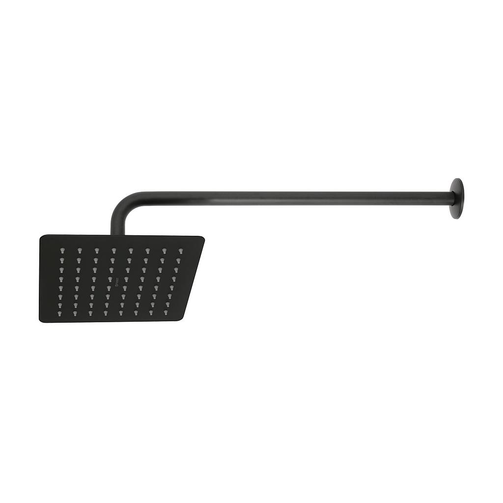 REGADERA CUADRADA DE 8" ACERO INOXIDABLE CON BRAZO NEGRO FOSET TUBIG