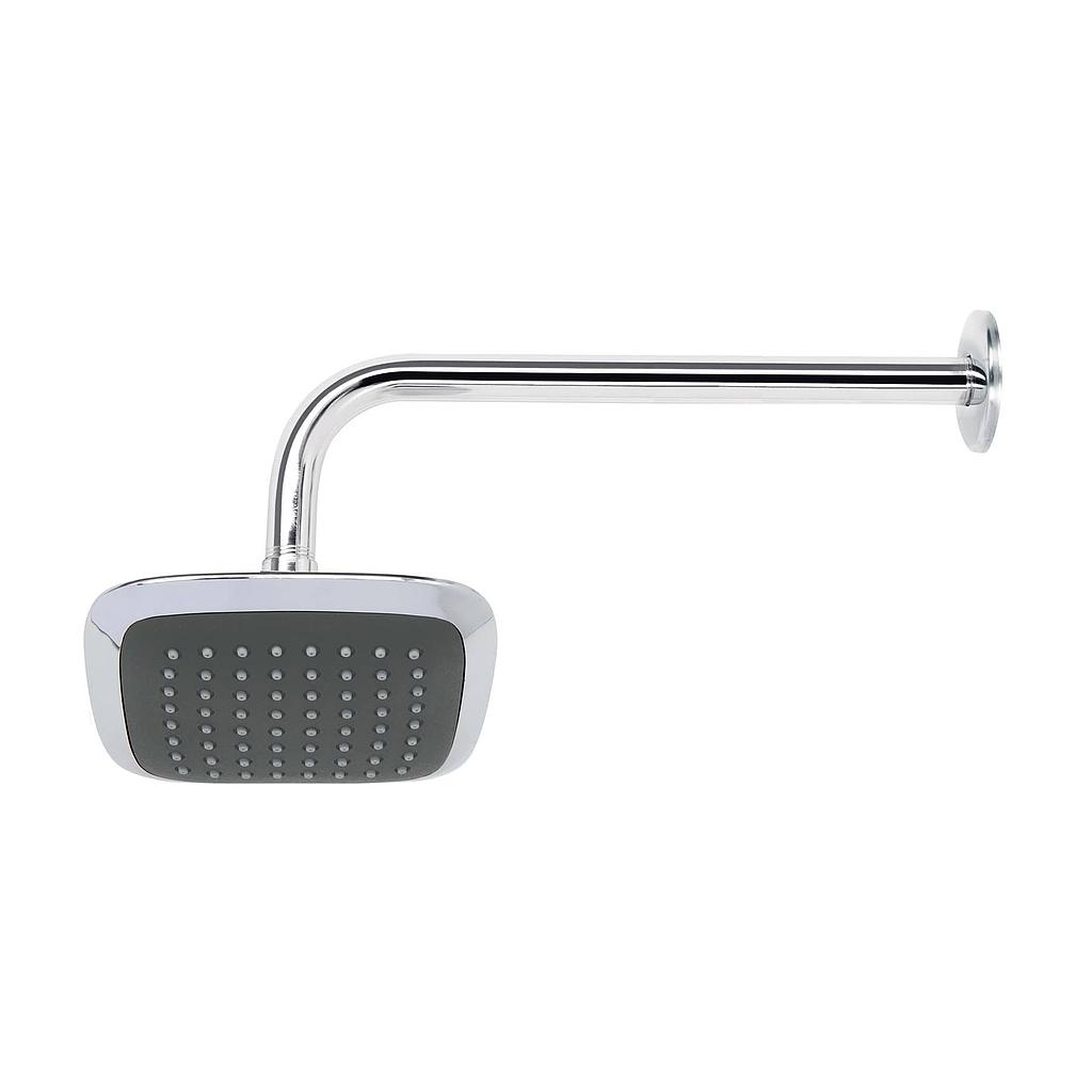 REGADERA CUADRADA DE 6"DE PLASTICO ABS CON BRAZO Y CHAPETON CROMO FOSET AERO
