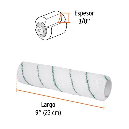 FELPA PARA RODILLO 9 X 3/8" MICROFIBRA SUPERFICIE POCO RUGOSA
