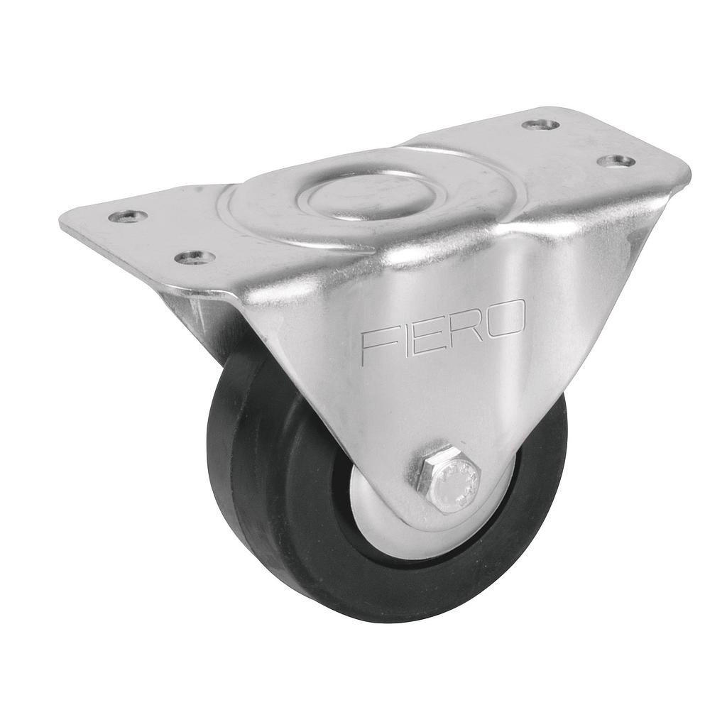 RODAJA HULE DE 3" CON PLACA FIJA Y BALERO CARGA DE 60 kg FIERO