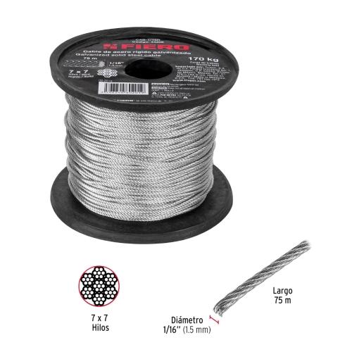 ROLLO 75M CABLE ACERO 1/16 7X7HILOS FIER