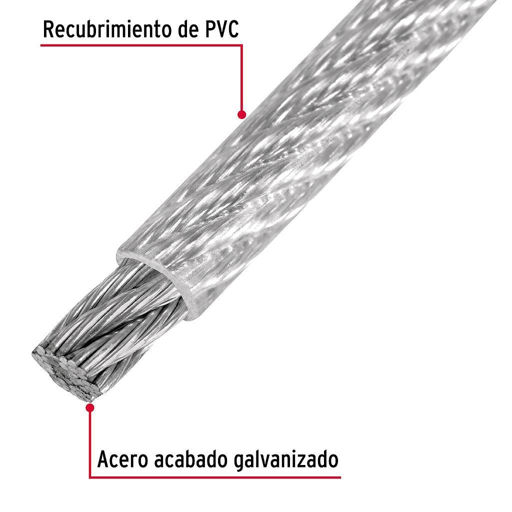 METRO DE CABLE RIGIDO DE 3/16" ACERO 7 X 7 RECUBIERTO DE PVC FIERO