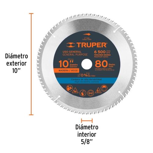 SIERRA P/MADERA 10 CENTRO 5/8 80 DIENTE