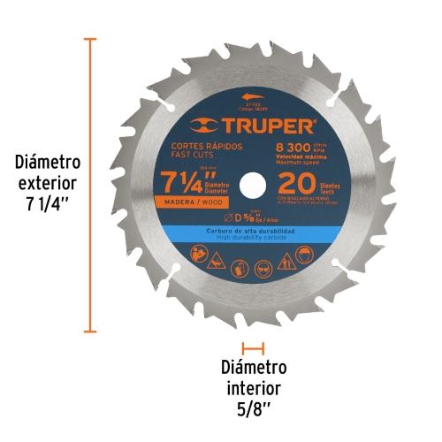 SIERRA P/MADERA 71/4 5/8 20D.CIRCU TRUP