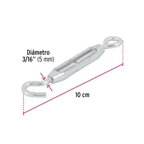 TENSOR ZINC 3/16 Plg. OJO-GANCHO FIERO