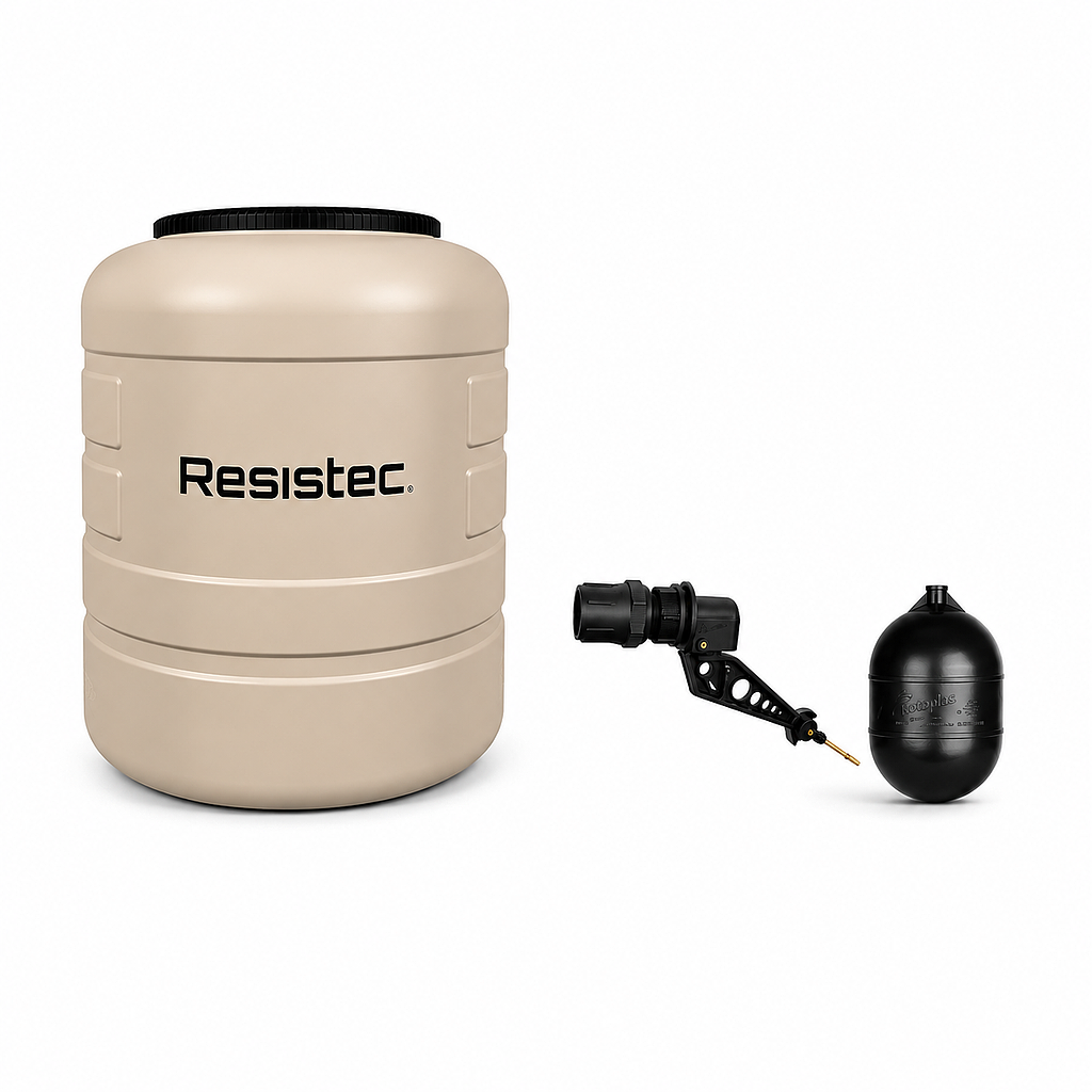 TINACO RESISTEC 450 L CON VALVULA DE LLENADO Y FLOTADOR NO. 5 ROTOPLAS