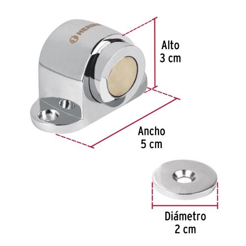 TOPE PARA PUERTA MAGNETICO ACABADO CROMO HERMEX