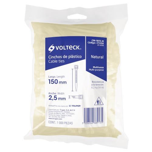 BOLSA CON 1000 CINCHOS PLASTICOS 15CMX2.5MM VOLTECK
