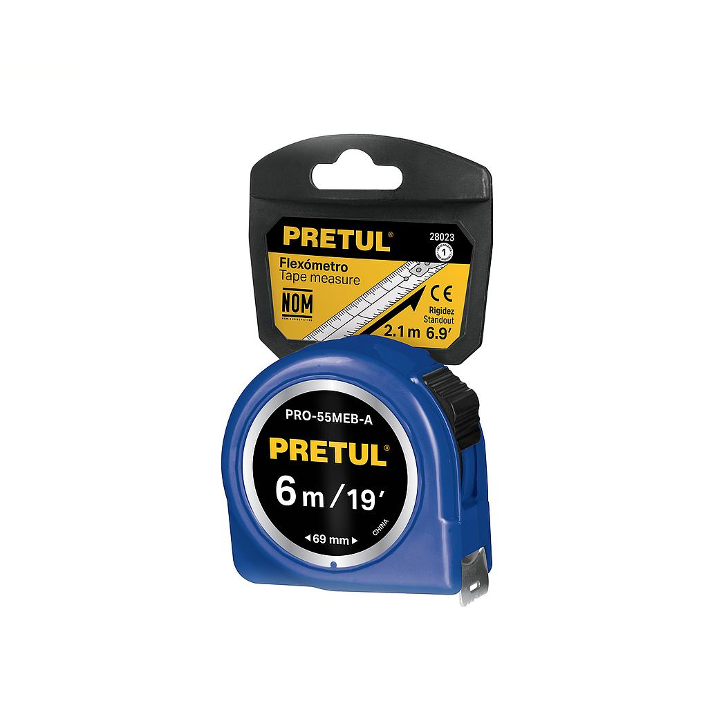 FLEXOMETRO AZUL 5.5M CINTA 25MM, EN TARJETA PRETUL