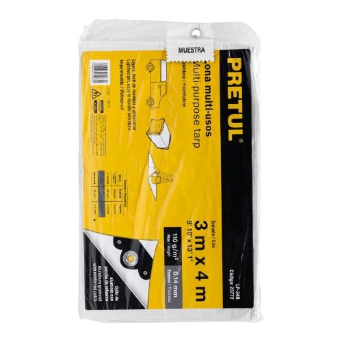LONA PLASTICA 3X4 MTS BLANCA PRETUL