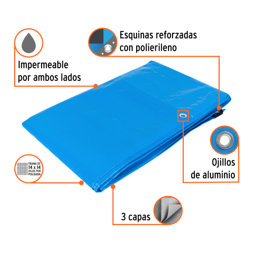 LONA REFORZADA 3 X 6 M AZUL  TRUPER