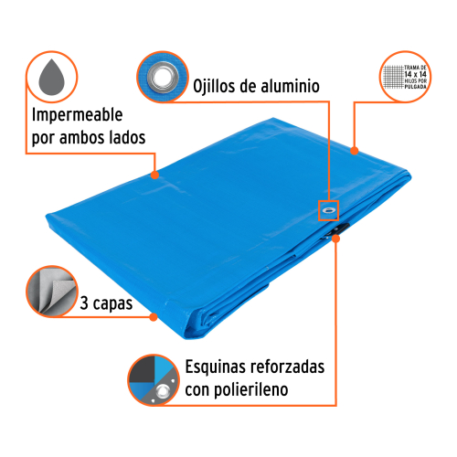 LONA REFORZADA 4 X4 4M  AZUL TRUPER