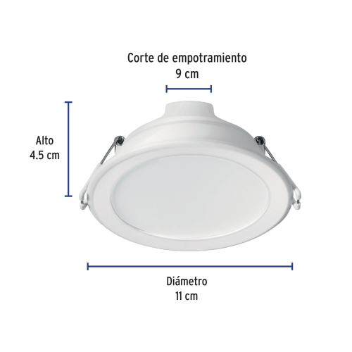 LUMINARIO LED EMPOTRABLE 7W  REDONDO LUZ DE DIA BASIC VOLTECK
