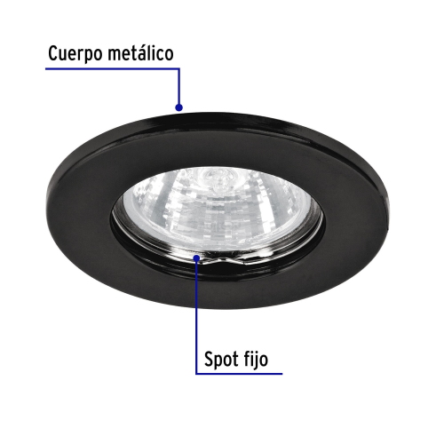 LUMINARIO REDONDO NEGRO SPOT FIJO LAMPARA NO INCLUIDA  VOLTECK