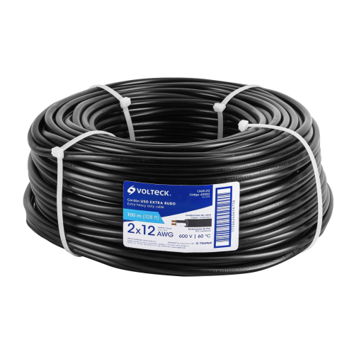 METRO DE CABLE USO EXTRA RUDO 2 X12 AWG EN ROLLO DE 100M VOLTECK