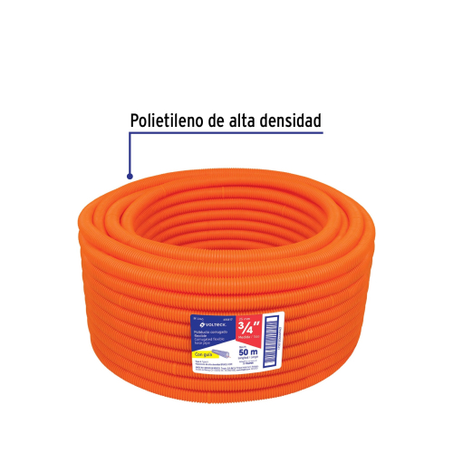 METRO DE POLIDUCTO 3/4 CORRUGADO FLEXIBLE C/GUIA ROLLO 50 MTS VOLTECK