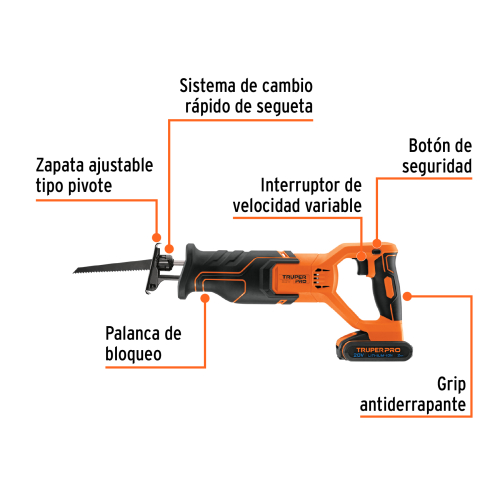 SIERRA SABLE 20V 1 BATERIA 1 CARGADOR TRUPER PRO