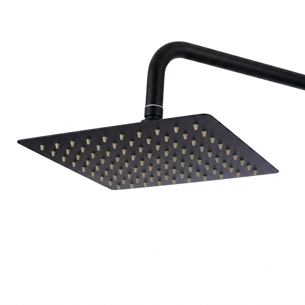 REGADERA CUADRADA 8" CON BRAZO 40 cm NEGRO MATE PIDSA