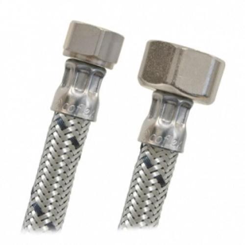 CONECTOR FLEXIBLE DE ACERO INOXIDABLE PARA FREGADERO 3/8" TUERCA COMPRESION X 1/2" ROSCA INTERNA 55 cm COFLEX