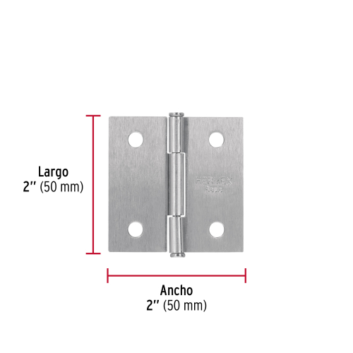 BISAGRA CUADRADA DE 2" SATINADO CABEZA PLANA BASIC HERMEX
