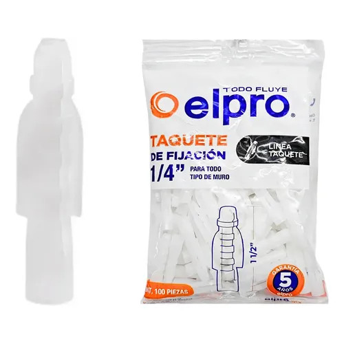BOLSA C/100 TAQUETE 1/4 PLASTICO ELPRO