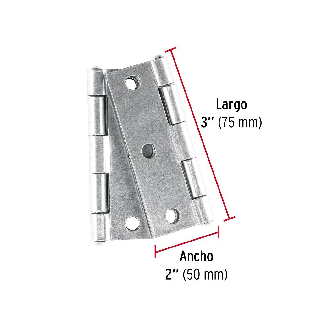 BOLSA CON 2 BISAGRAS RECTANGULARES DE 3" ACERO PULIDO HERMEX
