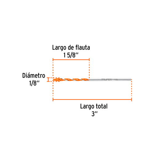 BROCA MULTIMATERIAL 1/8 X 3, TRUPER