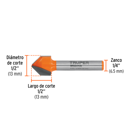 BROCA P/ROUTER 1/2X1/2 CORTE EN V TRUPER