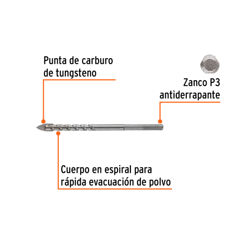 BROCA PARA VIDRIO Y AZULEJO 3/16, TRUPER EXPERT
