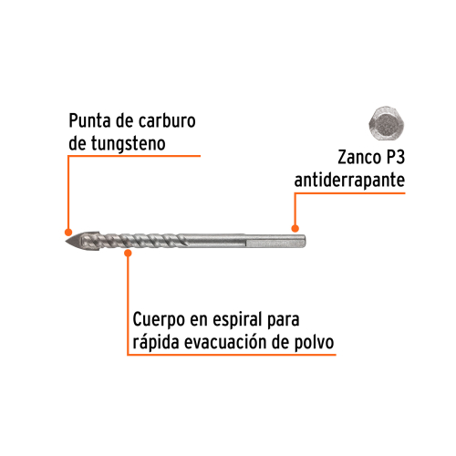 BROCA PARA VIDRIO Y AZULEJO 5/16, TRUPER EXPERT