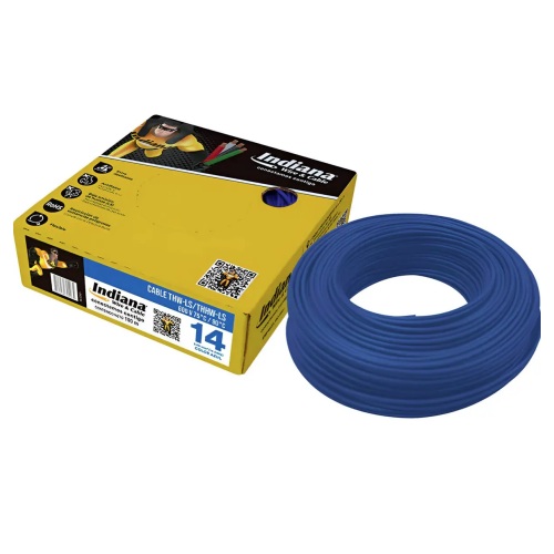 CAJA DE CABLE THW CALIBRE 14 AZUL INDIANA