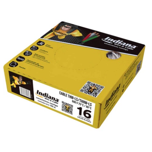 CAJA DE CABLE  THW C-16 BLANCO INDIANA