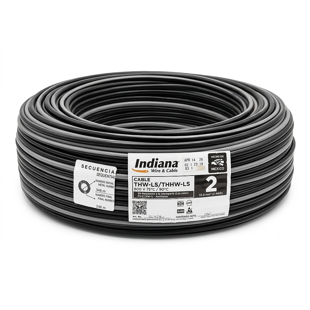 CAJA DE CABLE  THW C-2 NEGRO INDIANA