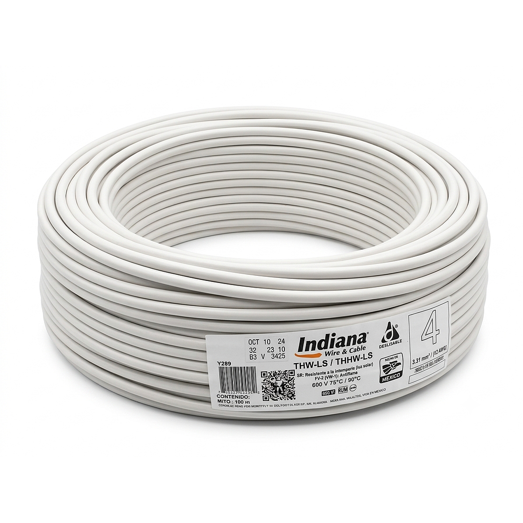 CAJA DE CABLE THW CALIBRE 4 BLANCO INDIANA