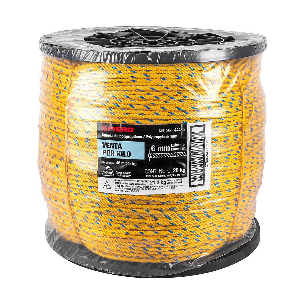 CUERDA DE POLIPROPILENO DE 6 mm (1/4") ROLLO DE 20 kg FIERO