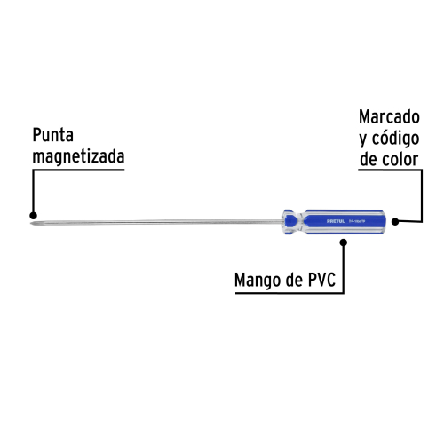 DESARMADOR CRUZ 1/8X8 MANGO PVC PRETUL