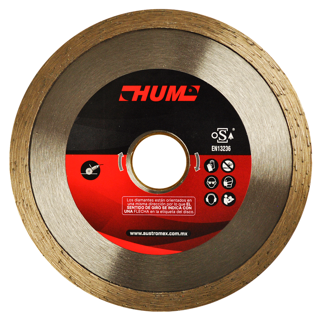 DISCO DIAMANTE RIN CONTINUO DE 4-1/2" PARA CORTE DE GRANITO Y MARMOL HUM AUSTROMEX