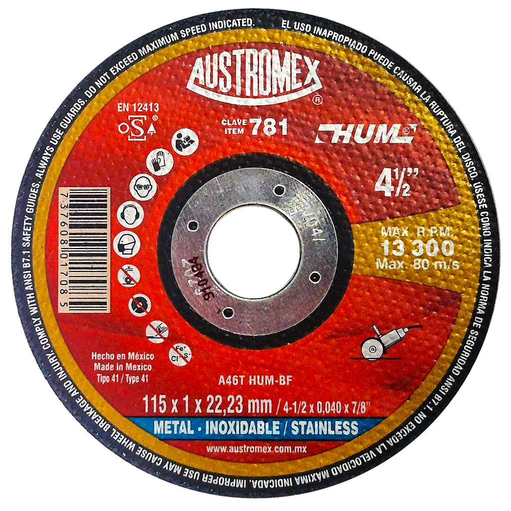 DISCO P/ACE INOX 41/2 AUSTROMEX