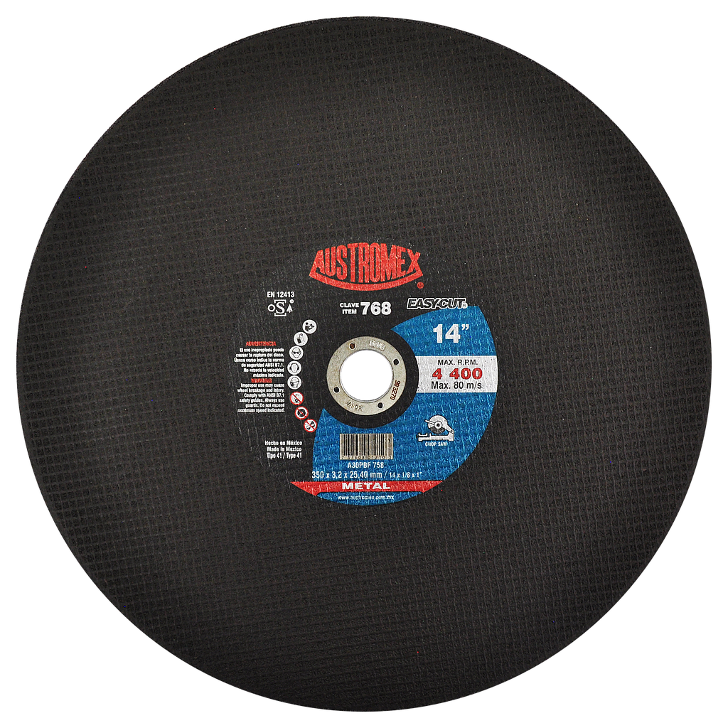 DISCO ABRASIVO DE 14" PARA CORTE DE METAL SOLIDO EASY-CUT AUSTROMEX