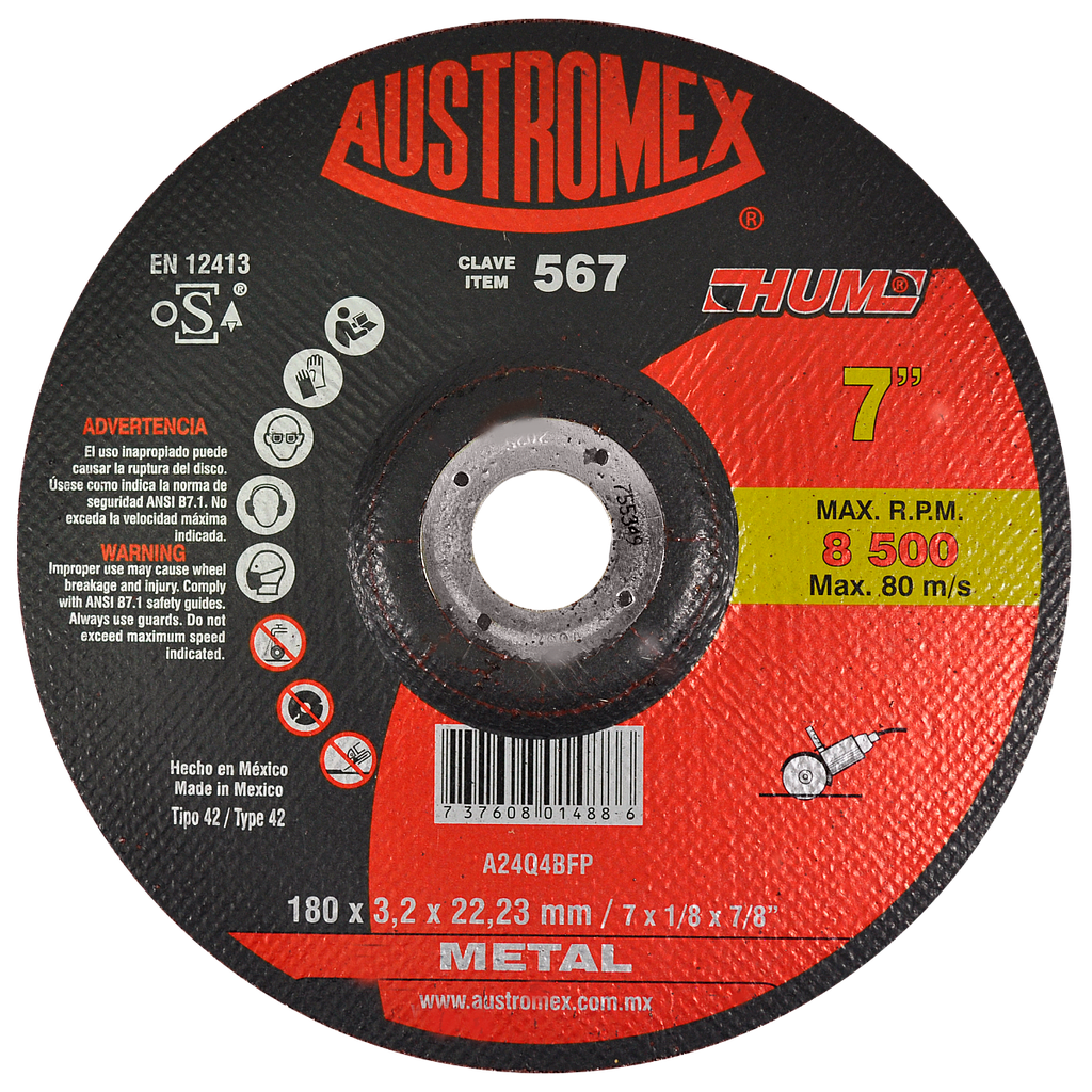DISCO P/CORTE METAL 7 HUM AUSTROMEX