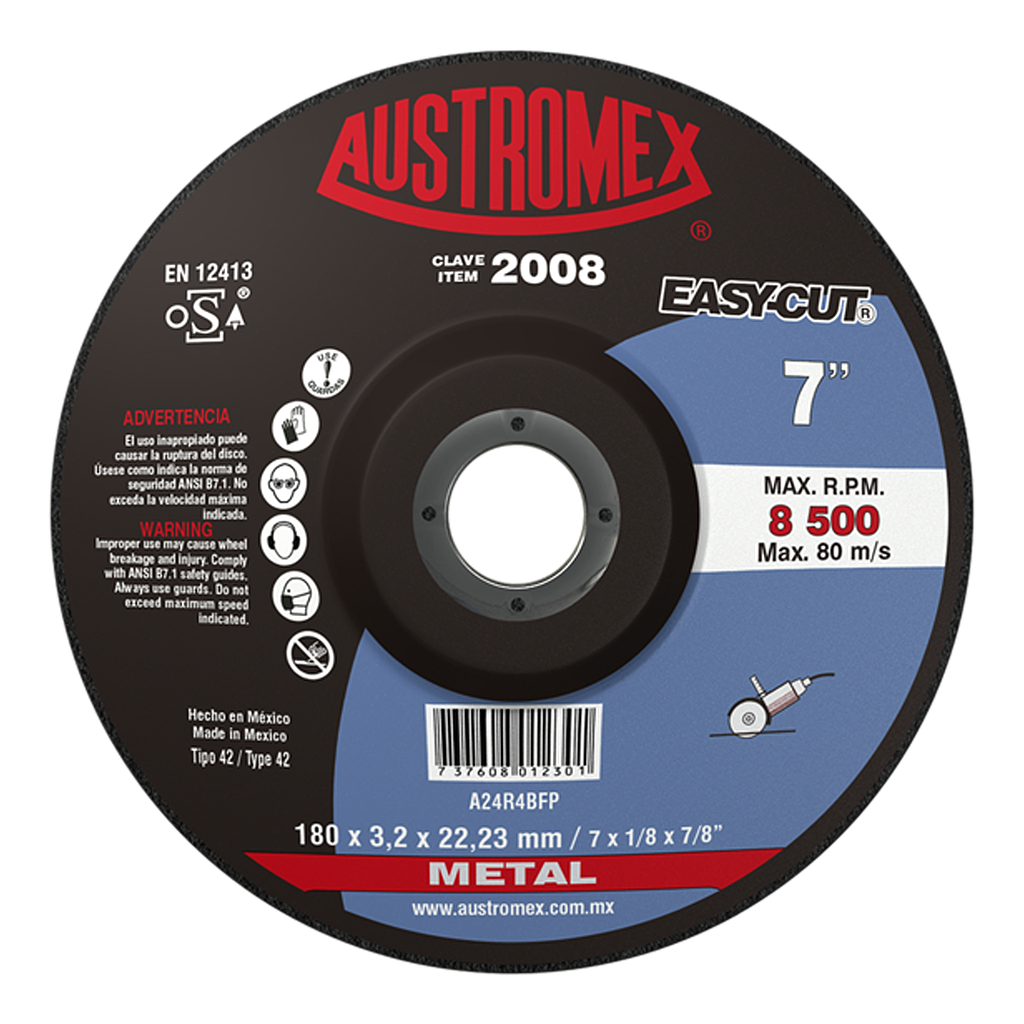 DISCO ABRASIVO DE 7" PARA CORTE DE METAL EASY-CUT AUSTROMEX