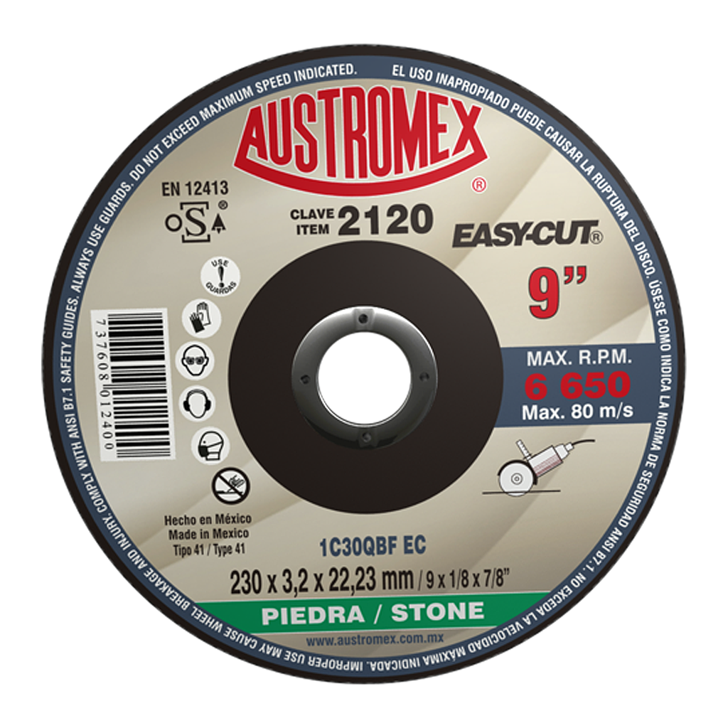 DISCO ABRASIVO DE 9"PARA CORTE DE PIEDRA  REFRACTARIO  MATERIALES DE CONSTRUCCION EASY-CUT AUSTROMEX