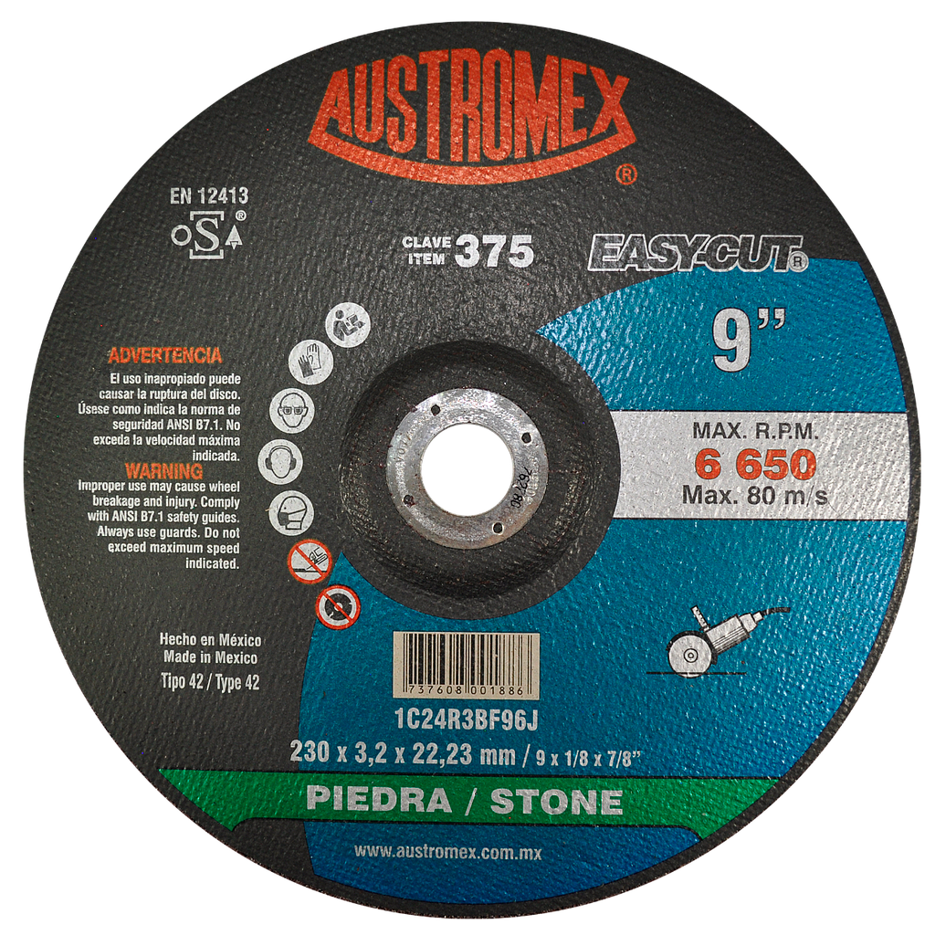 DISCO ABRASIVO DE 9" PARA CORTE DE PIEDRA EASY-CUT AUSTROMEX